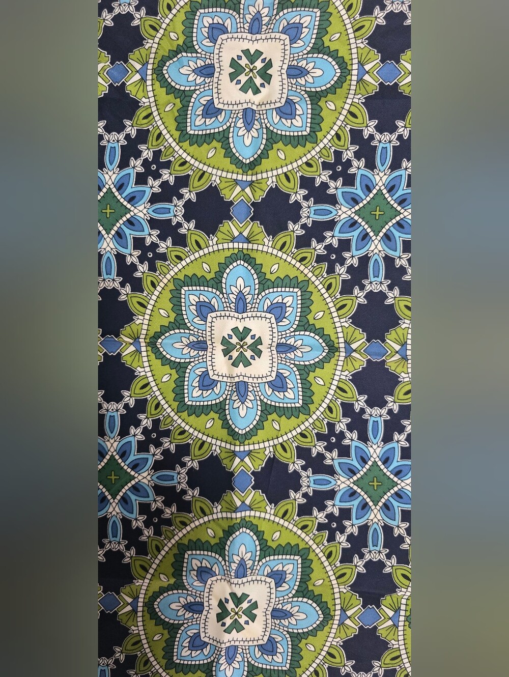 Vera Bradley 100% Silk Navy, Light Blue Green Paisley Floral Scarf, 27" Square - Picture 7 of 10